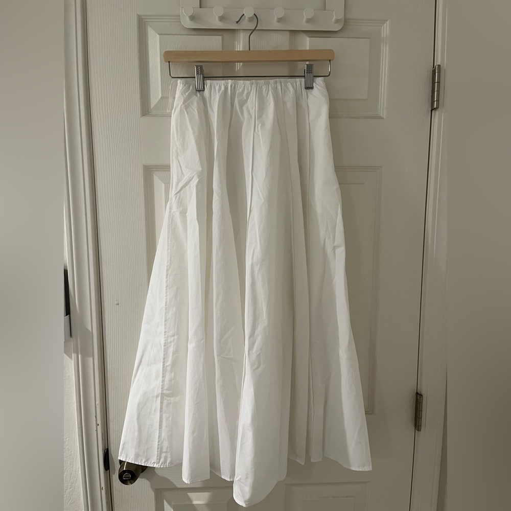 White Full-Length Gathered Skirt